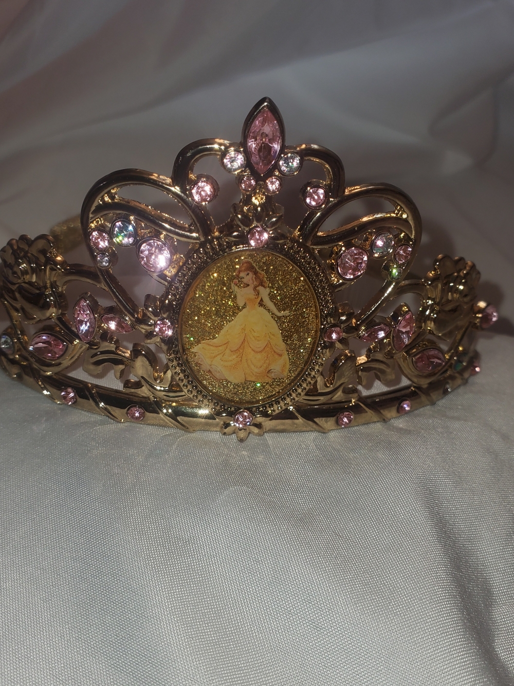 Official Disney Princess Belle Tiara Headband with Pink Gems